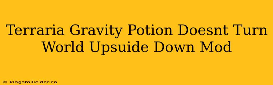 Terraria Gravity Potion Doesnt Turn World Upsuide Down Mod