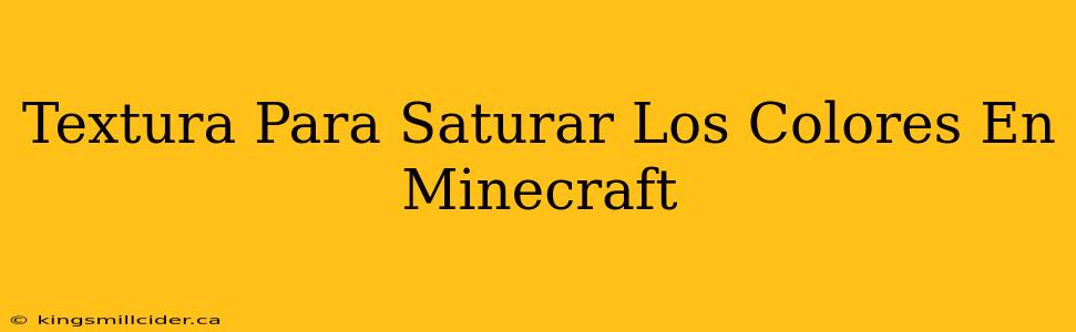 Textura Para Saturar Los Colores En Minecraft