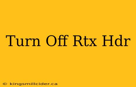 Turn Off Rtx Hdr