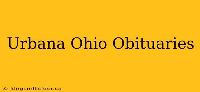 Urbana Ohio Obituaries