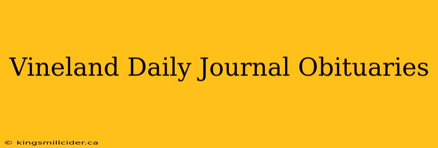 Vineland Daily Journal Obituaries