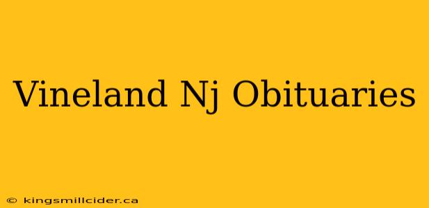 Vineland Nj Obituaries