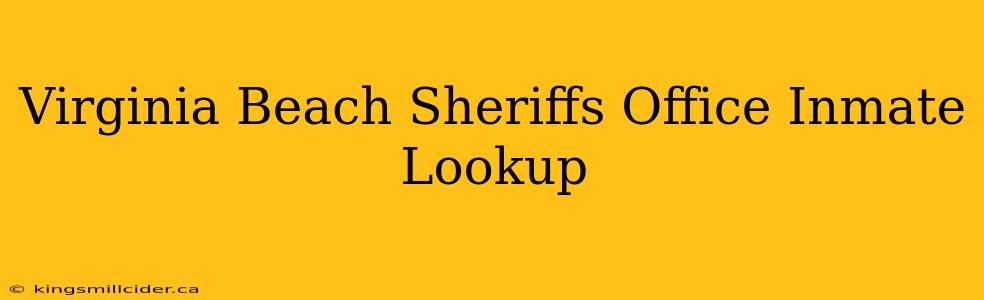 Virginia Beach Sheriffs Office Inmate Lookup