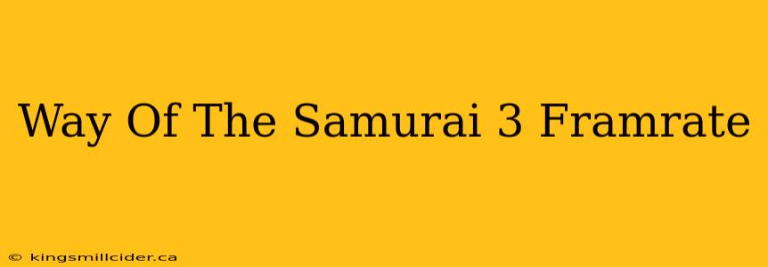 Way Of The Samurai 3 Framrate