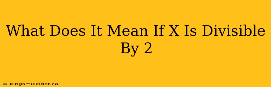 What Does It Mean If X Is Divisible By 2