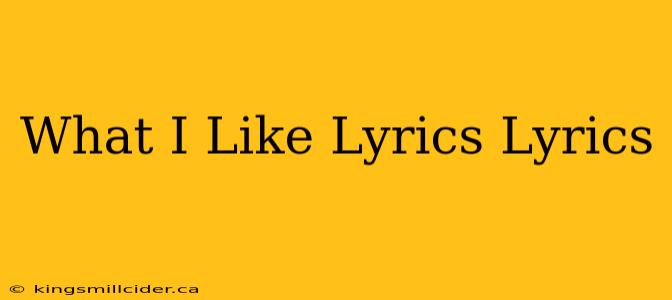 What I Like Lyrics Lyrics