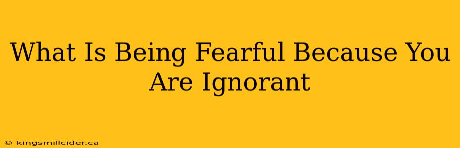 What Is Being Fearful Because You Are Ignorant