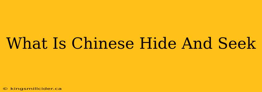 What Is Chinese Hide And Seek