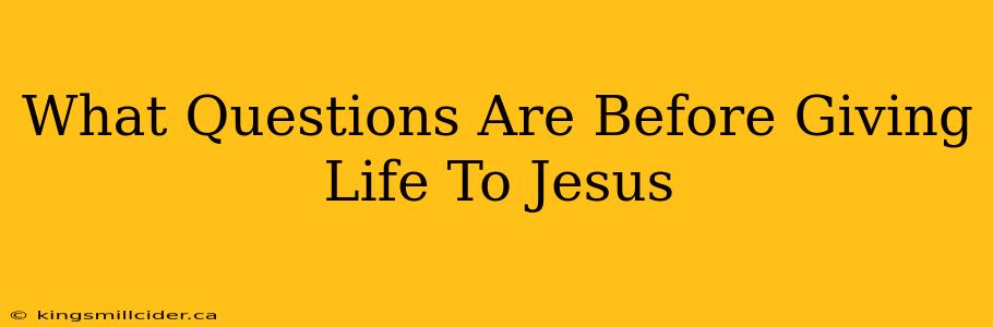 What Questions Are Before Giving Life To Jesus