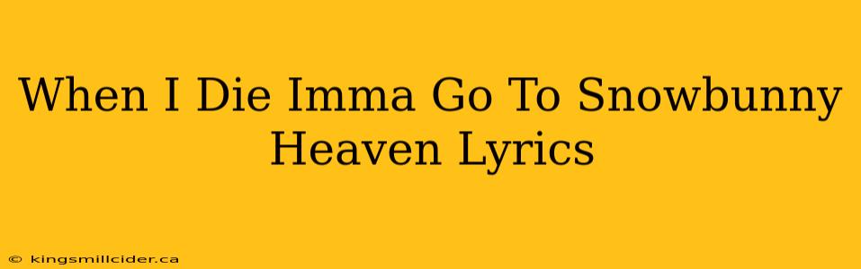 When I Die Imma Go To Snowbunny Heaven Lyrics