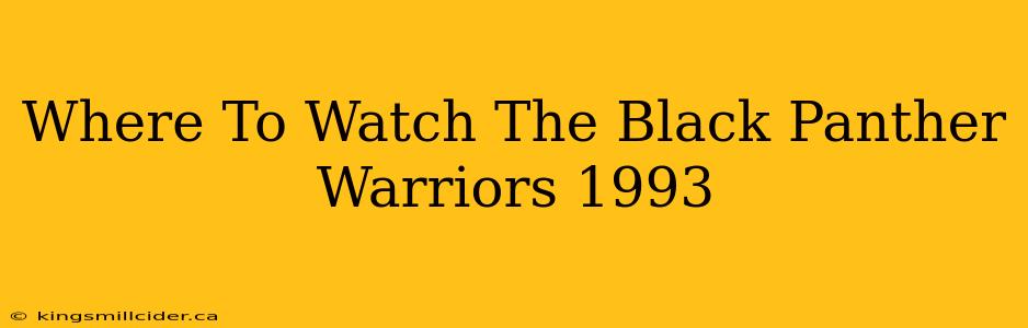 Where To Watch The Black Panther Warriors 1993