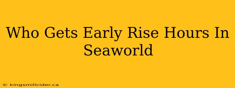 Who Gets Early Rise Hours In Seaworld