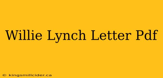 Willie Lynch Letter Pdf