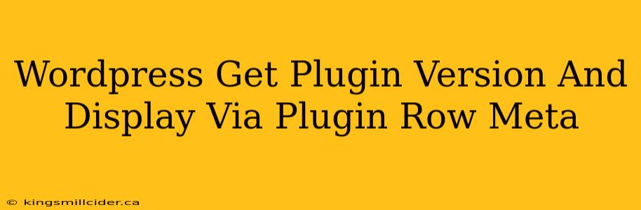 Wordpress Get Plugin Version And Display Via Plugin Row Meta