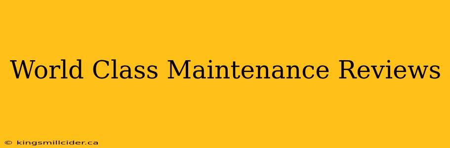 World Class Maintenance Reviews