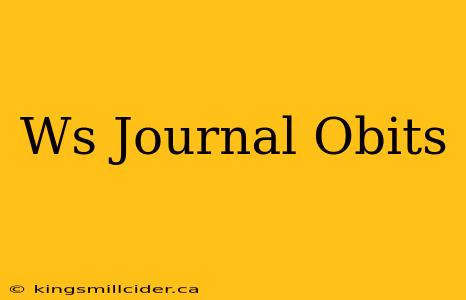 Ws Journal Obits