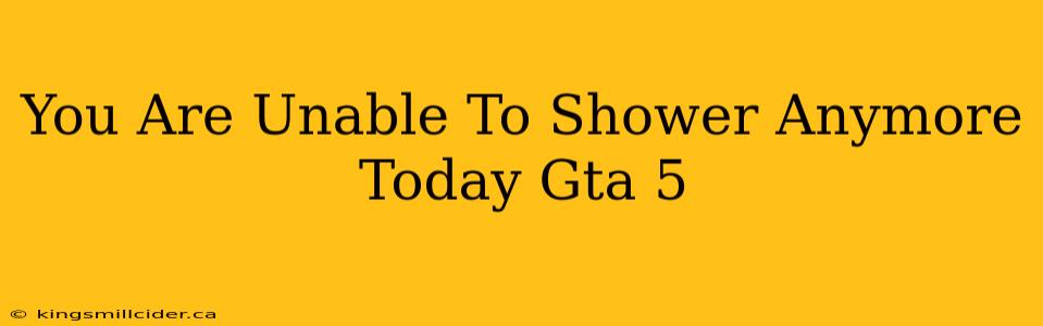 You Are Unable To Shower Anymore Today Gta 5